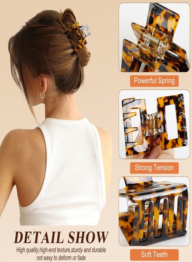 AIBFRID Medium Hair Clips for Women Girls, 2 Inch Matte Rectangle Small Claw Clip Tortoise Shell Hair Claw Clips for Thin/Thick Hair,Nonslip Leopard Print Hair Jaw Clips 6 Pcs - Image 3